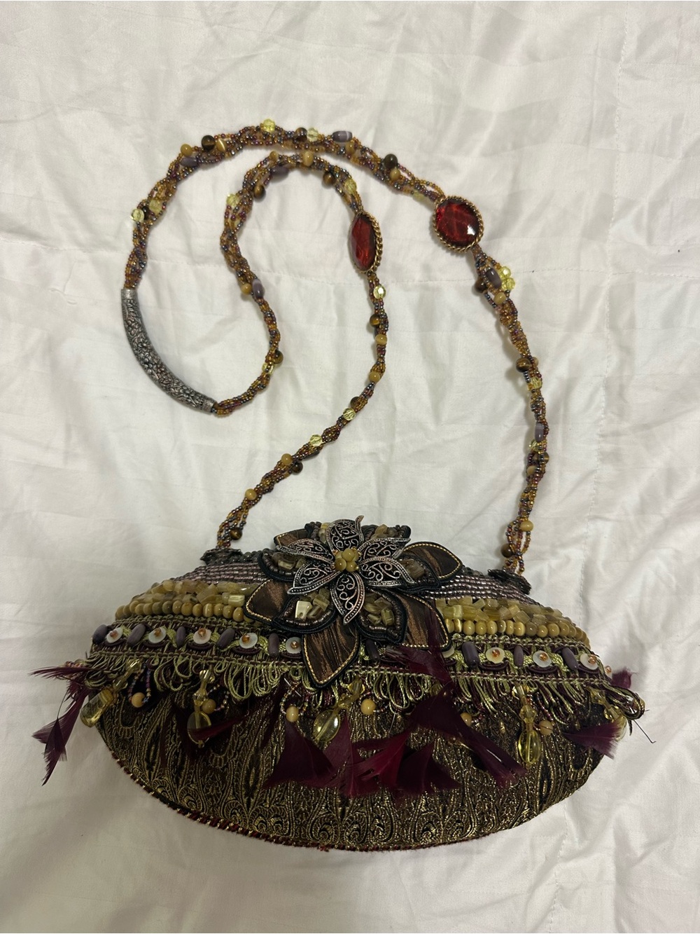 Mary Frances Silk Beaded Evening Shoulder Bag - Picture 2 of 4